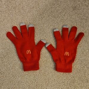 McDonald's Red Knit Gloves with Gray Tips